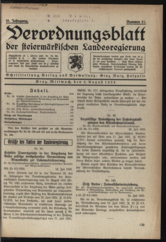 Verordnungsblatt der steiermärkischen Landesregierung 19320803 Seite: 1