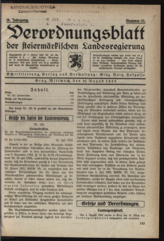 Verordnungsblatt der steiermärkischen Landesregierung 19320810 Seite: 1