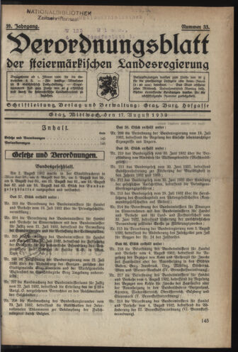 Verordnungsblatt der steiermärkischen Landesregierung 19320817 Seite: 1