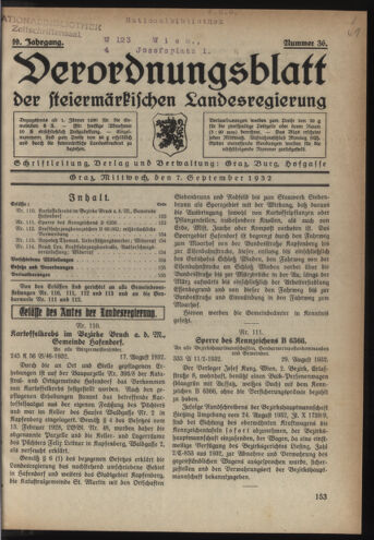 Verordnungsblatt der steiermärkischen Landesregierung 19320907 Seite: 1