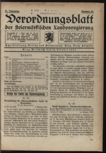 Verordnungsblatt der steiermärkischen Landesregierung 19321019 Seite: 1