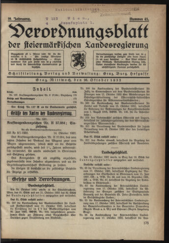 Verordnungsblatt der steiermärkischen Landesregierung 19321026 Seite: 1