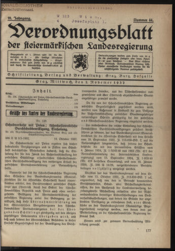 Verordnungsblatt der steiermärkischen Landesregierung 19321102 Seite: 1