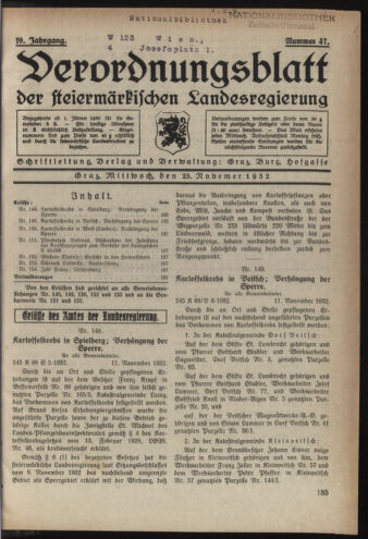 Verordnungsblatt der steiermärkischen Landesregierung 19321123 Seite: 1