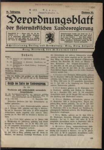 Verordnungsblatt der steiermärkischen Landesregierung 19321130 Seite: 1