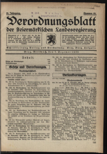 Verordnungsblatt der steiermärkischen Landesregierung 19321207 Seite: 1