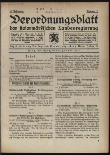 Verordnungsblatt der steiermärkischen Landesregierung 19330113 Seite: 1