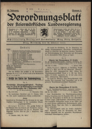 Verordnungsblatt der steiermärkischen Landesregierung 19330118 Seite: 1