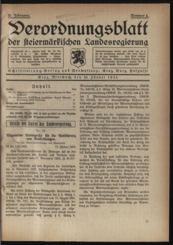 Verordnungsblatt der steiermärkischen Landesregierung 19330125 Seite: 1