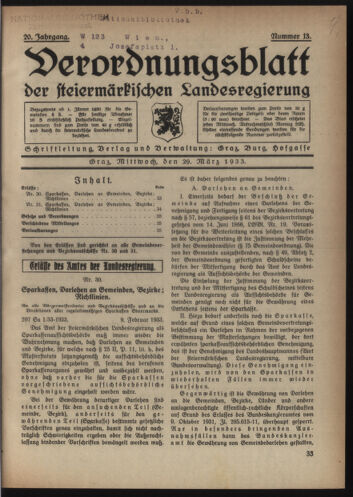 Verordnungsblatt der steiermärkischen Landesregierung 19330329 Seite: 1