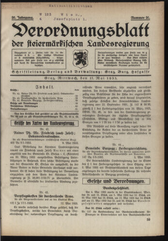 Verordnungsblatt der steiermärkischen Landesregierung 19330517 Seite: 1