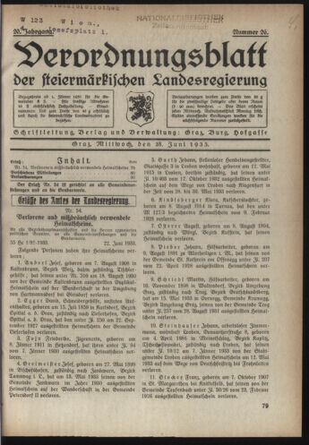 Verordnungsblatt der steiermärkischen Landesregierung 19330628 Seite: 1