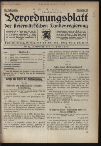 Verordnungsblatt der steiermärkischen Landesregierung 19330712 Seite: 1