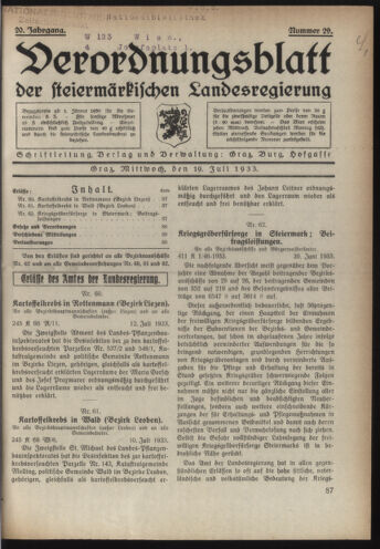 Verordnungsblatt der steiermärkischen Landesregierung 19330719 Seite: 1