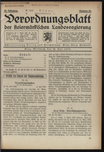 Verordnungsblatt der steiermärkischen Landesregierung 19330726 Seite: 1