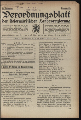 Verordnungsblatt der steiermärkischen Landesregierung 19330913 Seite: 1