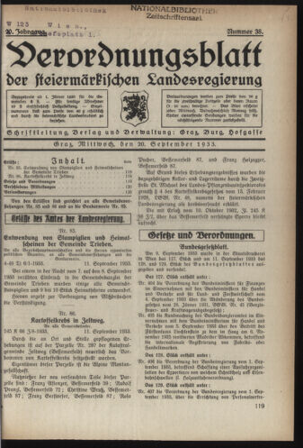 Verordnungsblatt der steiermärkischen Landesregierung 19330920 Seite: 1