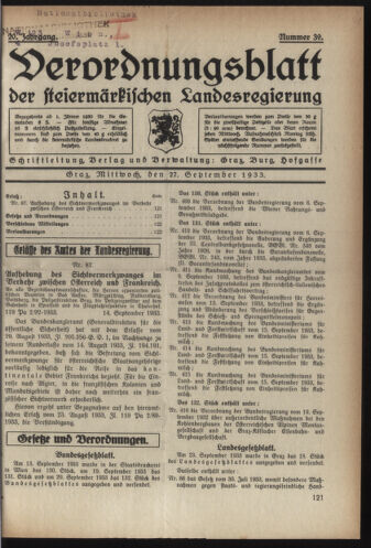 Verordnungsblatt der steiermärkischen Landesregierung 19330927 Seite: 1