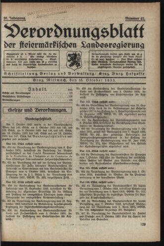 Verordnungsblatt der steiermärkischen Landesregierung 19331018 Seite: 1