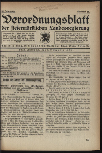 Verordnungsblatt der steiermärkischen Landesregierung 19331108 Seite: 1