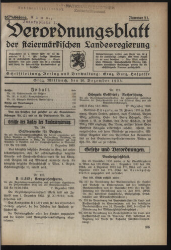 Verordnungsblatt der steiermärkischen Landesregierung 19331220 Seite: 1