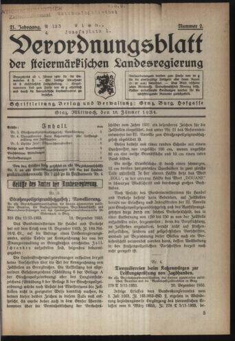 Verordnungsblatt der steiermärkischen Landesregierung 19340110 Seite: 1