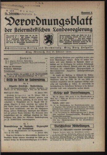 Verordnungsblatt der steiermärkischen Landesregierung 19340117 Seite: 1