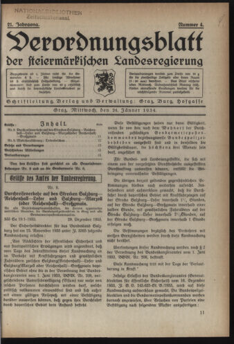 Verordnungsblatt der steiermärkischen Landesregierung 19340124 Seite: 1