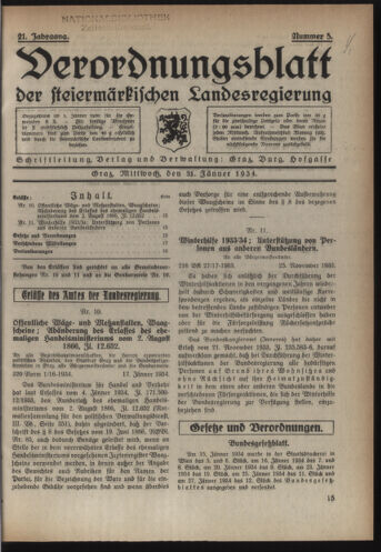 Verordnungsblatt der steiermärkischen Landesregierung 19340131 Seite: 1