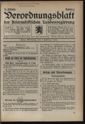 Verordnungsblatt der steiermärkischen Landesregierung 19340207 Seite: 1