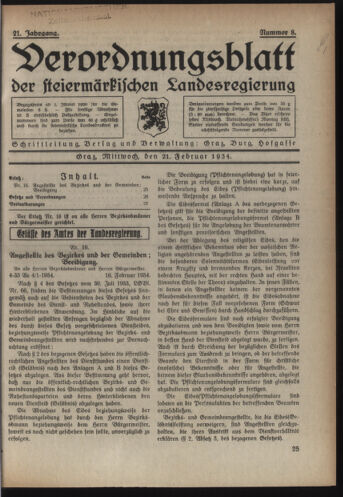 Verordnungsblatt der steiermärkischen Landesregierung 19340221 Seite: 1