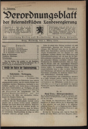 Verordnungsblatt der steiermärkischen Landesregierung 19340301 Seite: 1