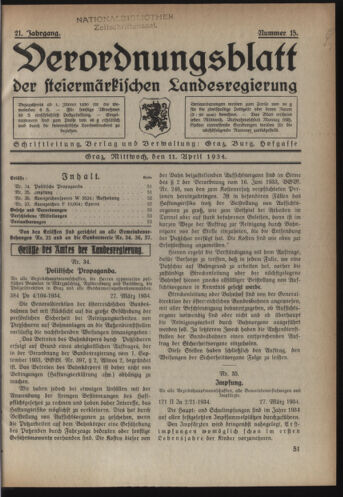 Verordnungsblatt der steiermärkischen Landesregierung 19340411 Seite: 1