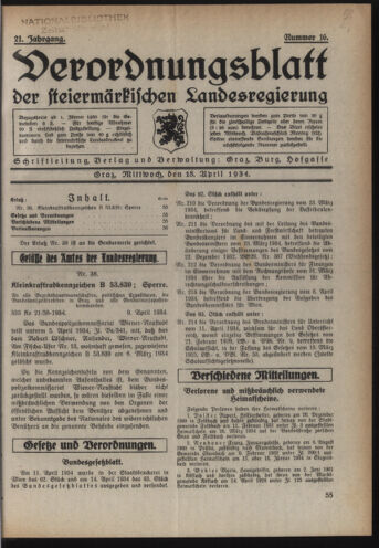 Verordnungsblatt der steiermärkischen Landesregierung 19340418 Seite: 1