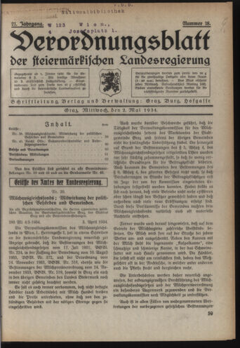 Verordnungsblatt der steiermärkischen Landesregierung 19340502 Seite: 1