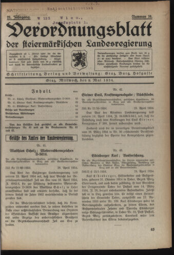 Verordnungsblatt der steiermärkischen Landesregierung 19340509 Seite: 1