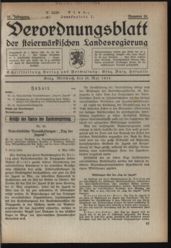 Verordnungsblatt der steiermärkischen Landesregierung 19340516 Seite: 1