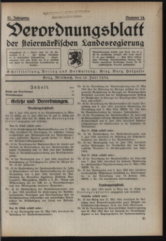 Verordnungsblatt der steiermärkischen Landesregierung 19340613 Seite: 1