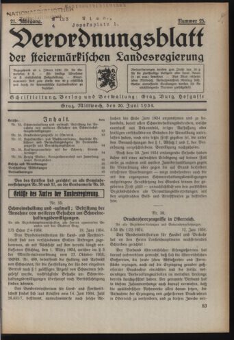 Verordnungsblatt der steiermärkischen Landesregierung 19340620 Seite: 1