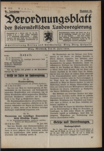 Verordnungsblatt der steiermärkischen Landesregierung 19340627 Seite: 1