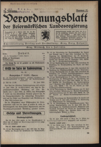 Verordnungsblatt der steiermärkischen Landesregierung 19340704 Seite: 1