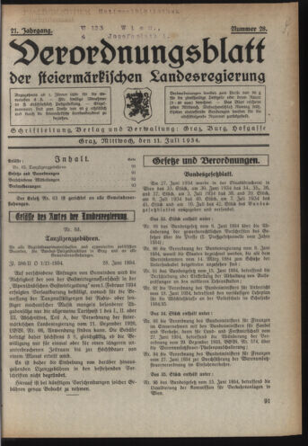 Verordnungsblatt der steiermärkischen Landesregierung 19340711 Seite: 1