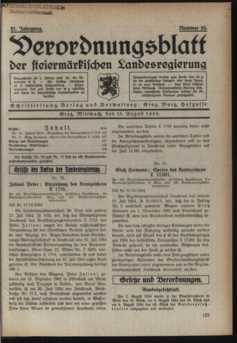 Verordnungsblatt der steiermärkischen Landesregierung 19340815 Seite: 1