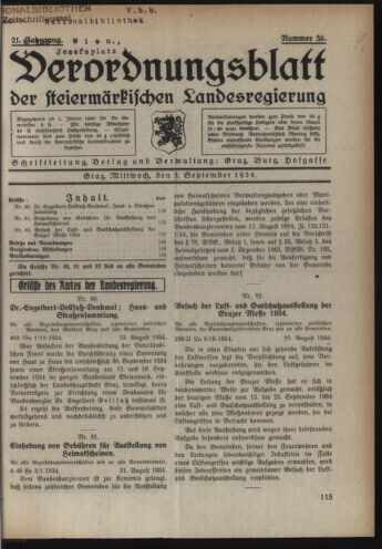 Verordnungsblatt der steiermärkischen Landesregierung 19340905 Seite: 1