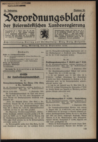 Verordnungsblatt der steiermärkischen Landesregierung 19340919 Seite: 1