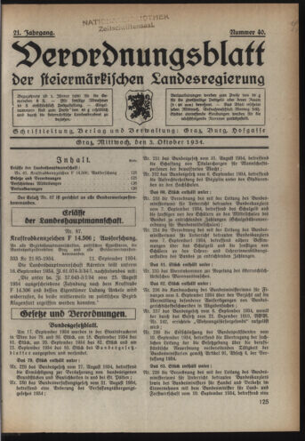 Verordnungsblatt der steiermärkischen Landesregierung 19341003 Seite: 1