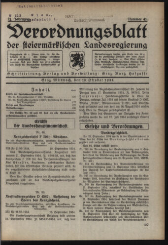 Verordnungsblatt der steiermärkischen Landesregierung 19341010 Seite: 1