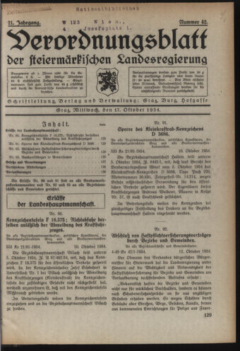 Verordnungsblatt der steiermärkischen Landesregierung 19341017 Seite: 1