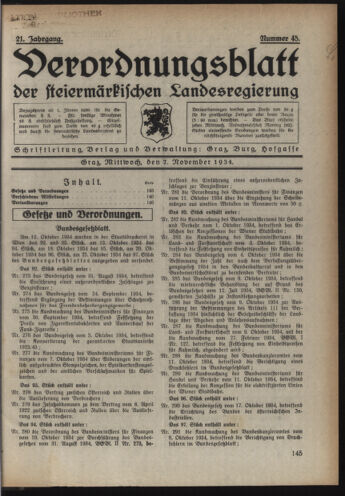 Verordnungsblatt der steiermärkischen Landesregierung 19341107 Seite: 1