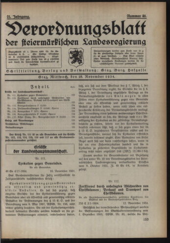 Verordnungsblatt der steiermärkischen Landesregierung 19341128 Seite: 1